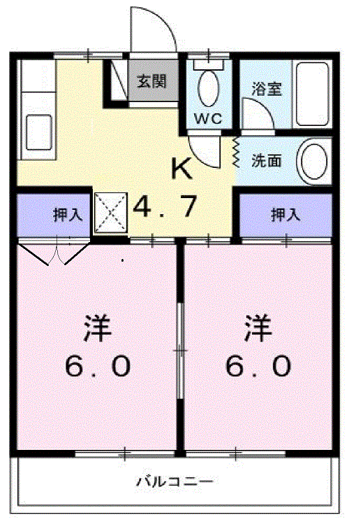 アネックスⅠ(2K/2階)の間取り写真