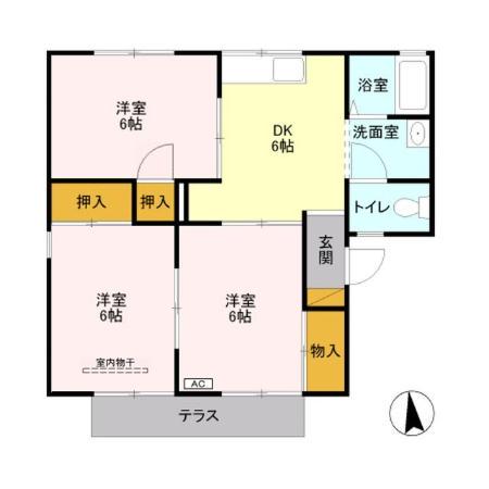 セジュール千木良 H(3DK/1階)の間取り写真