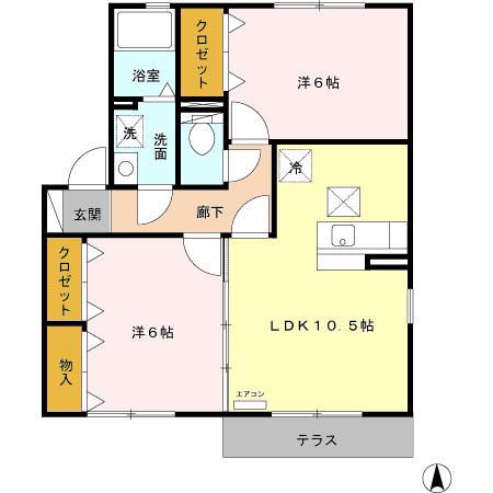 グランディールM III(2LDK/1階)の間取り写真