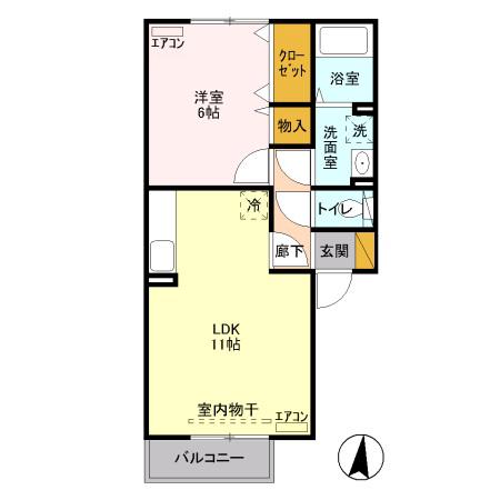 ヴィラオーネストB(1LDK/2階)の間取り写真