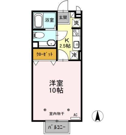 プランドール(1K/2階)の間取り写真