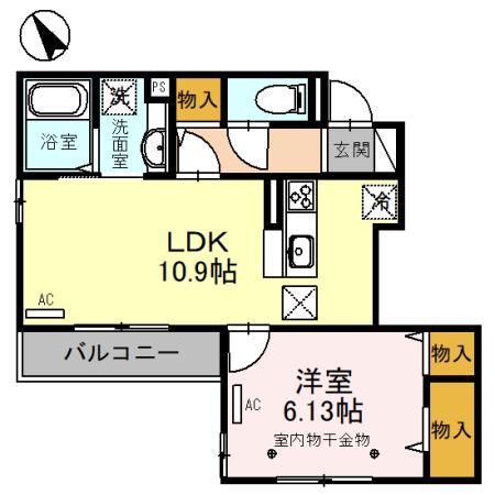 コンフォート上和田(1LDK/1階)の間取り写真