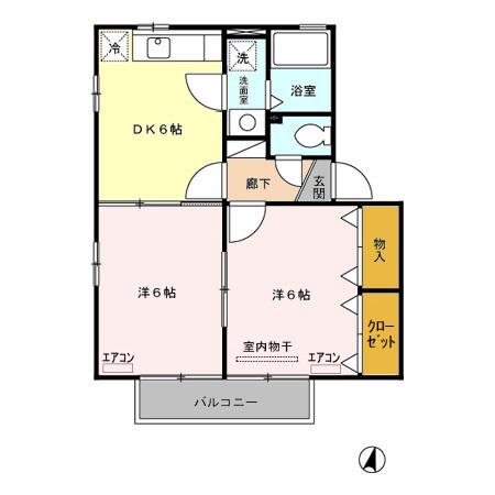 ブラン・メゾン A/B/C(2DK/2階)の間取り写真