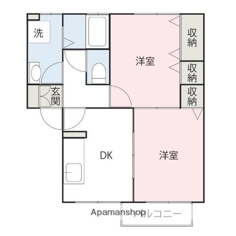 エスポワールKB(2DK/1階)の間取り写真