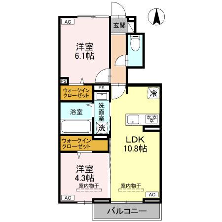 ハイトラスト A(2LDK/1階)の間取り写真