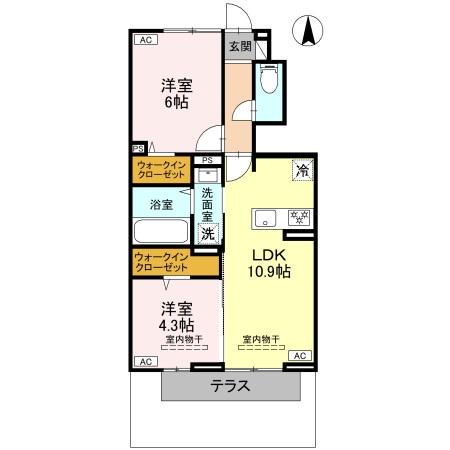 ハイトラスト B(2LDK/1階)の間取り写真