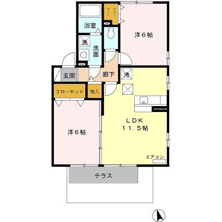 エクレール箱田A(2LDK/1階)の間取り写真