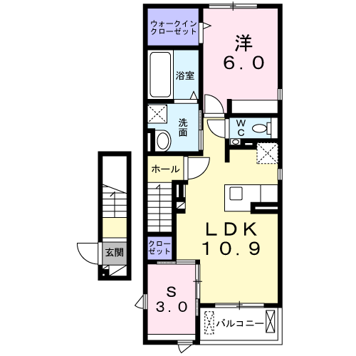 ラ ペ フランⅠ(1LDK/2階)の間取り写真