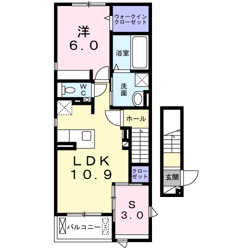 ラ ペ フランⅠ(1LDK/2階)の間取り写真