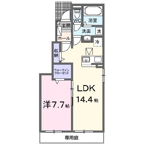 ノース・R(1LDK/1階)の間取り写真