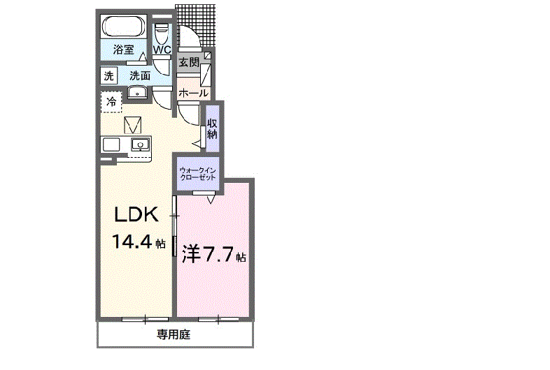 ノース・R(1LDK/1階)の間取り写真