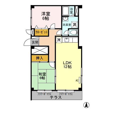 ファミール2000 B(2LDK/1階)の間取り写真