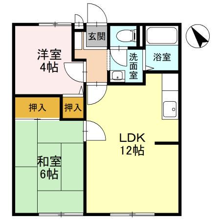 エスポワール並榎(2LDK/2階)の間取り写真