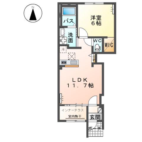 コンフォート・シャルール(1LDK/1階)の間取り写真