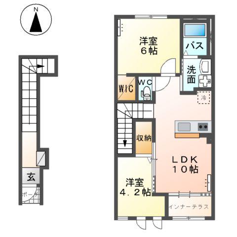 コンフォート・シャルール(2LDK/2階)の間取り写真