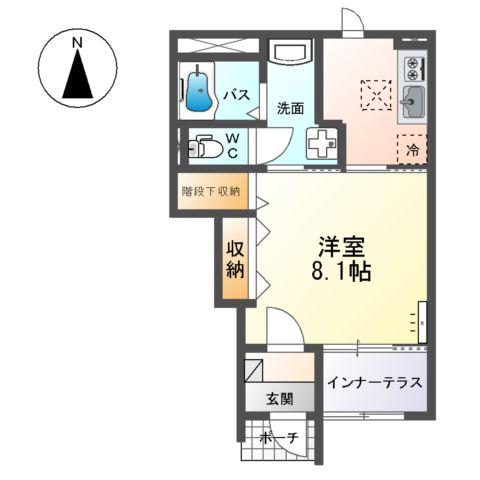 アヴニール(1K/1階)の間取り写真