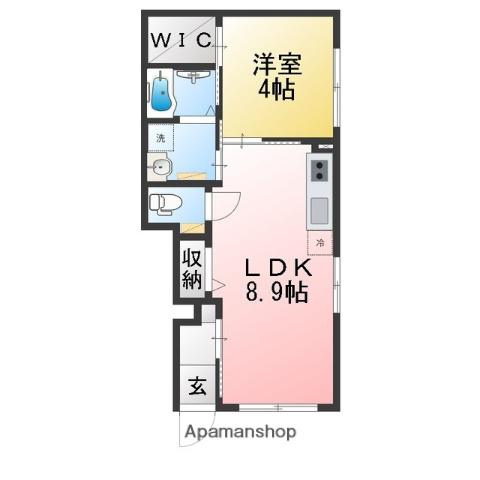 グランビルド江木(1LDK/1階)の間取り写真