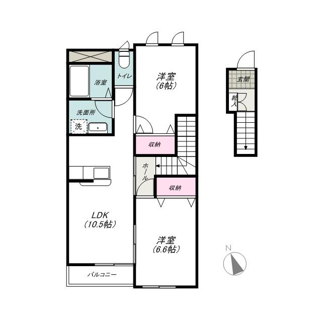 クレスト(2LDK/2階)の間取り写真