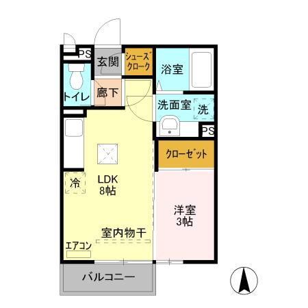 シャトレロザージュ(1LDK/1階)の間取り写真