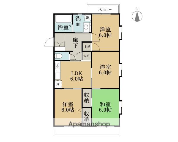 朋友レジデンス(4DK/3階)の間取り写真