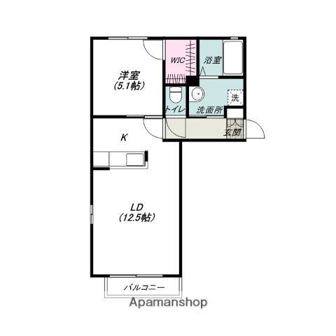 チュイル B棟(1LDK/2階)の間取り写真