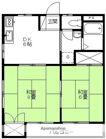 ローズガーデン敷島(2DK/1階)の間取り写真