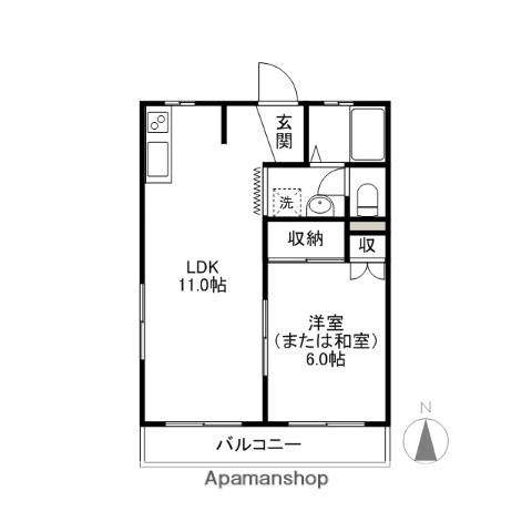 ハイツあけぼの(1LDK/3階)の間取り写真