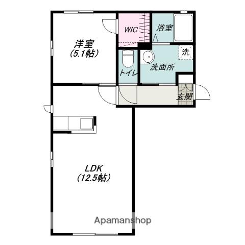 ラ・メゾン・イッコクA棟(1LDK/1階)の間取り写真