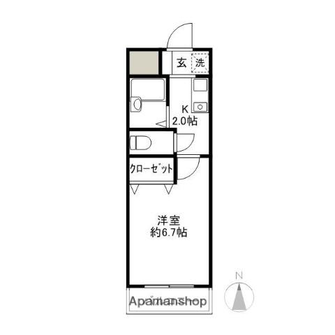 高山マンション(1K/3階)の間取り写真