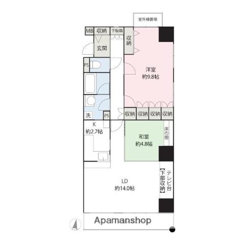 パシフィックパレス大手町(1LDK/7階)の間取り写真