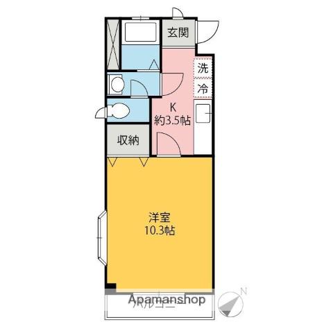 ベルエポックⅠ(1K/1階)の間取り写真