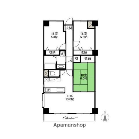 ローズガーデン前橋(3LDK/3階)の間取り写真