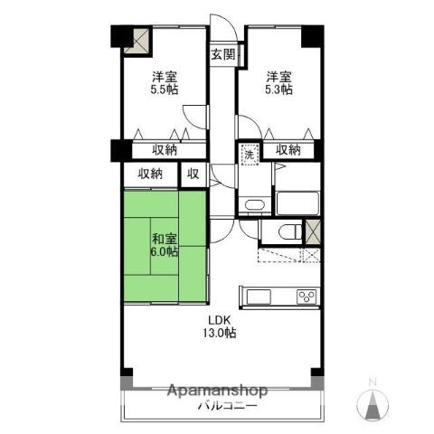 ローズガーデン前橋(3LDK/3階)の間取り写真