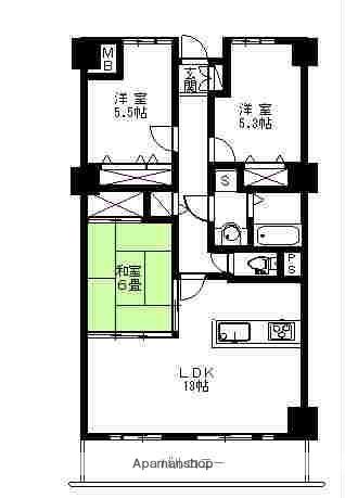 ローズガーデン前橋(3LDK/5階)の間取り写真