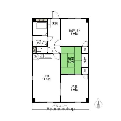 ジョアンナマンション(2SLDK/8階)の間取り写真