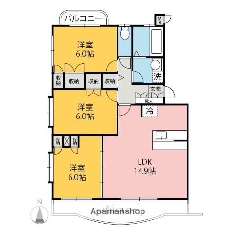 グランデステージ瑞樹(3LDK/2階)の間取り写真