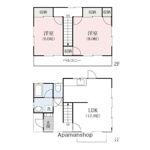 上越線 渋川駅 徒歩34分 2階建 築24年(2LDK)の間取り写真
