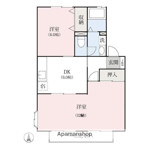 セジュールフジA・B・C(2DK/2階)の間取り写真