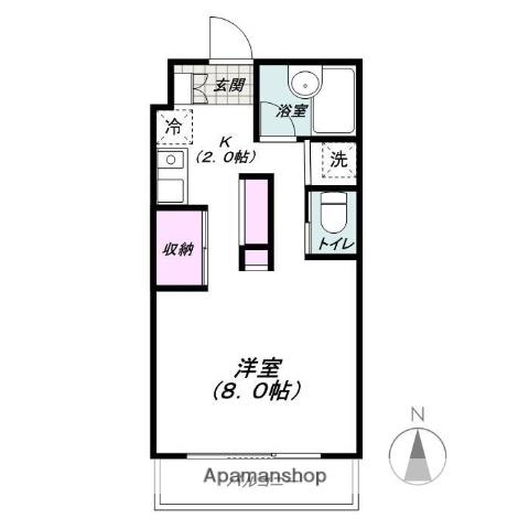 PARTIUM川原(1K/2階)の間取り写真