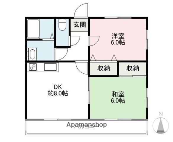フィオーレ東和(2DK/2階)の間取り写真
