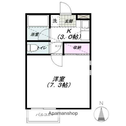シティハイツかすみ草(1K/2階)の間取り写真