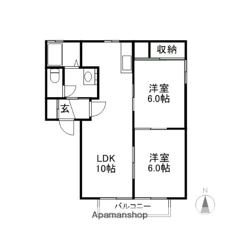 パティオ(2LDK/2階)の間取り写真