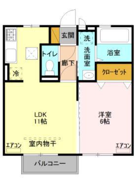 ポレール(1LDK/1階)の間取り写真