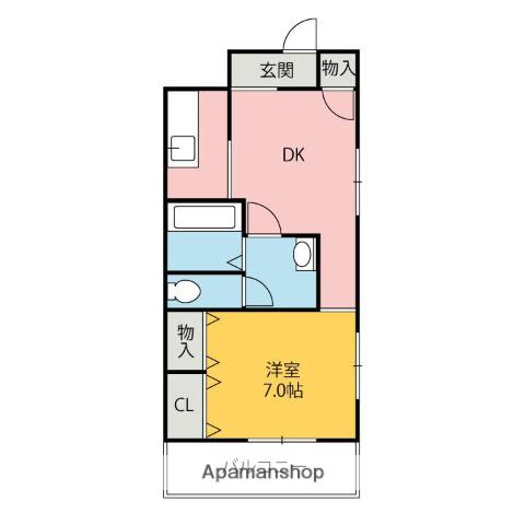 サンパレス前橋(1DK/8階)の間取り写真