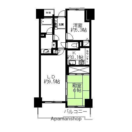 ダイヤモンドスクエア前橋(2LDK/1階)の間取り写真