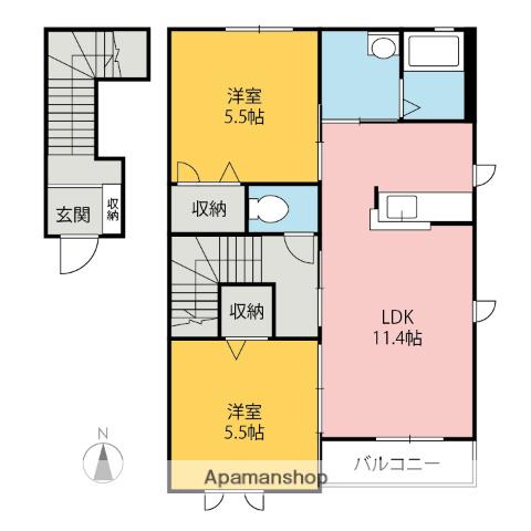 マーブルⅡ(2LDK/2階)の間取り写真