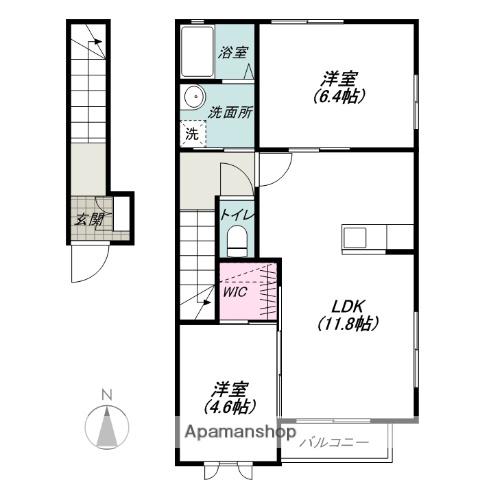 ウィンドワード(2LDK/2階)の間取り写真