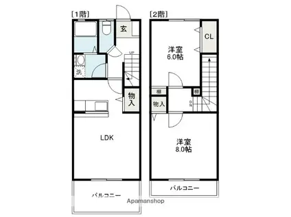 メルベーユ(2LDK/2階)の間取り写真