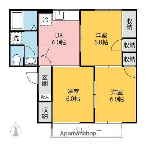 ヴェルドミール(3DK/2階)の間取り写真