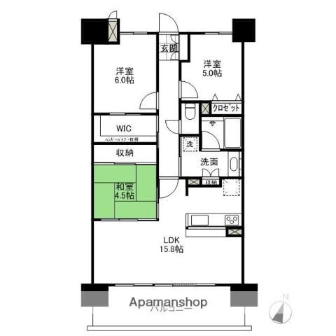 アルファステイツ国領(3LDK/9階)の間取り写真